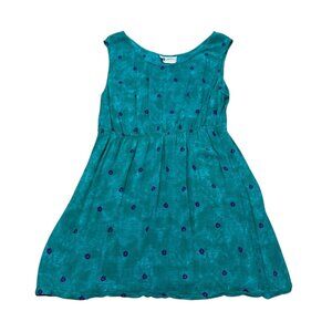 Vintage 90s SL Fashions Green Rayon Dress Purple Floral Print